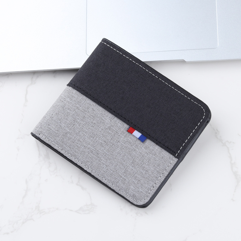 Colorblock Canvas Wallet Men's Wallet Short Multi-Card Short Clip Student Coin Purse Card Holder All-in-One Bag Women's ins