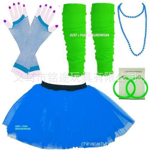 Década de 1980 80 s rodilla Padrón guantes pendientes collar de 1920 Flapper niña vestido