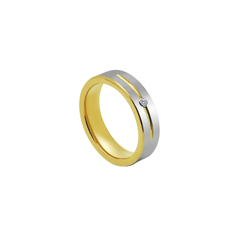 Anillo de tungsteno de acero europeo y americano al por mayor oro CNC incrustado de zircon anillo de pareja de personalidad de la calle universal image 5