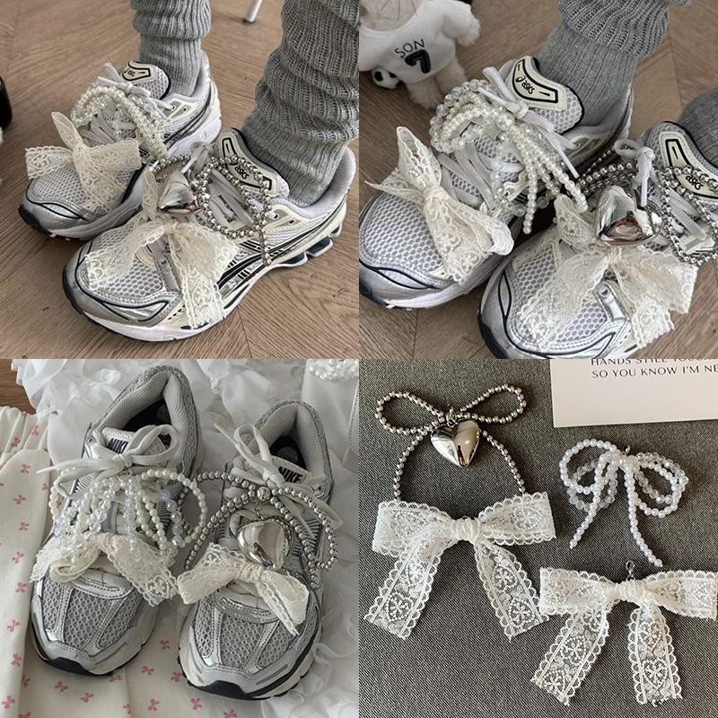 Brand fashionable universal footwear buckle with bow pearl