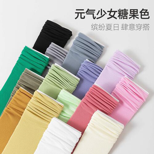 Velvet socks for girls, summer icy socks, solid color, layered socks, thin crew socks, ice silk socks, dopamine color