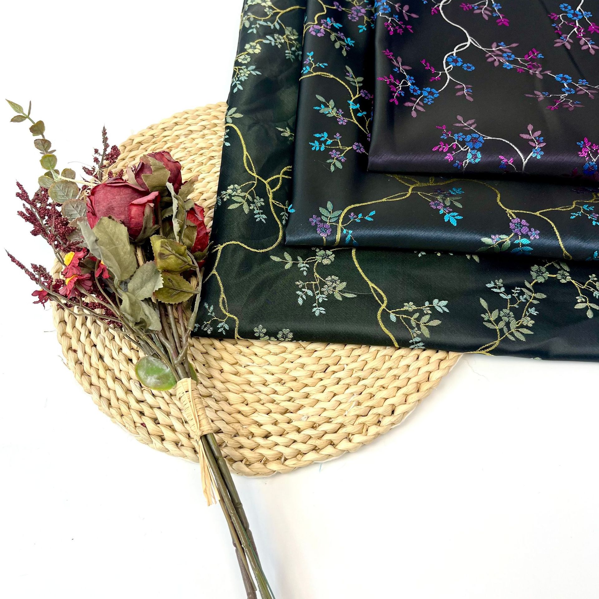 新品春夏新中式树枝提花面料  女装连衣裙旗袍面料