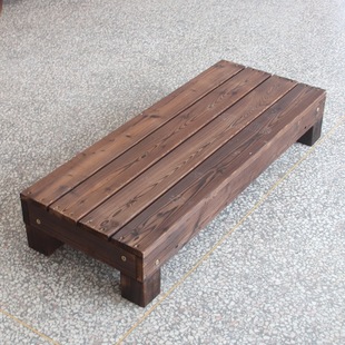 Courtyard Balcony Outdoor Household Wooden Step Carbonized Solid Wood Stool Waterproof Sunscreen Anticorrosive Wood Mobile Pedal