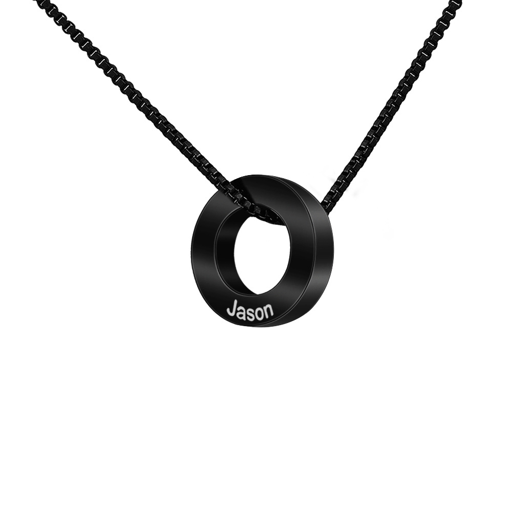 Personalised Beaded Necklace For Men With Engraved Name Steel_voghion.com