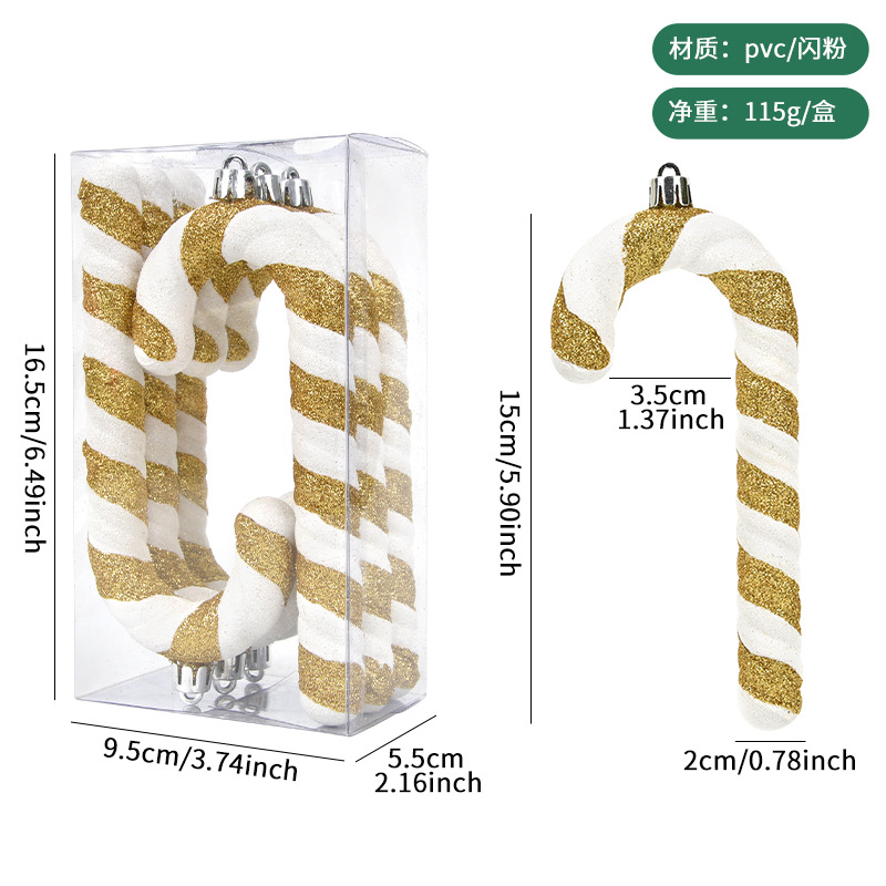 Decoraciones navideñas transfronterizas, muletas blancas doradas, adornos de árboles de Navidad, decoración de escenas de ventanas, accesorios fotográficos de celebridades de Internet