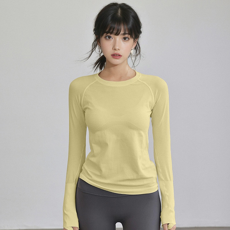 Lulu's New Yoga Wear Sports Long-Sleeved Round-Neck Running Fitness Wear Women's Pilates Training Top