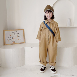 ANKRT Spring Japanese Parent-Child Loose Tooling Zipper Jumpsuit Boys' Jumpsuit Girls' Korean Casual