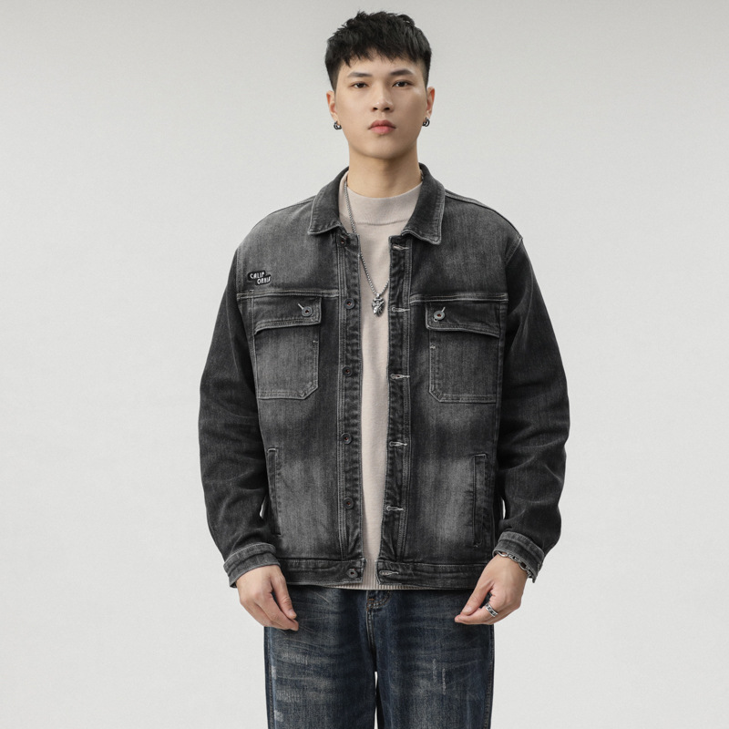 Veste transfrontalière pour hommes d'Amazon portant une veste en jean Joker chemise décontractée tendance pour hommes personnalité mince pour hommes_voghion.com