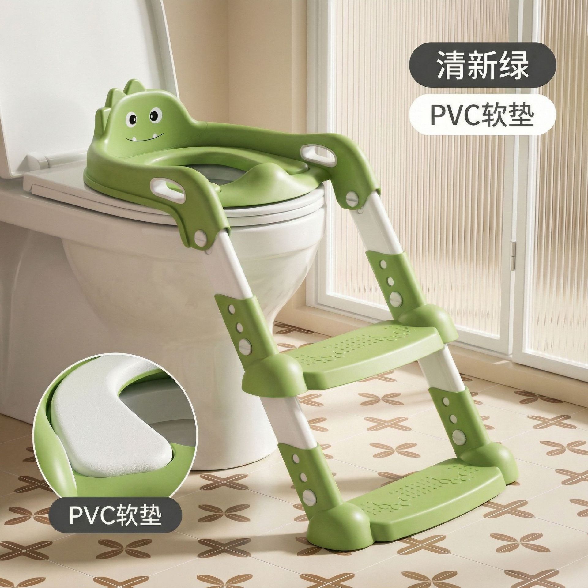Asiento de inodoro para niños cuidadosamente seleccionado, con escalones, taburete plegable para niños y niñas, asiento de inodoro con escalón para niños.