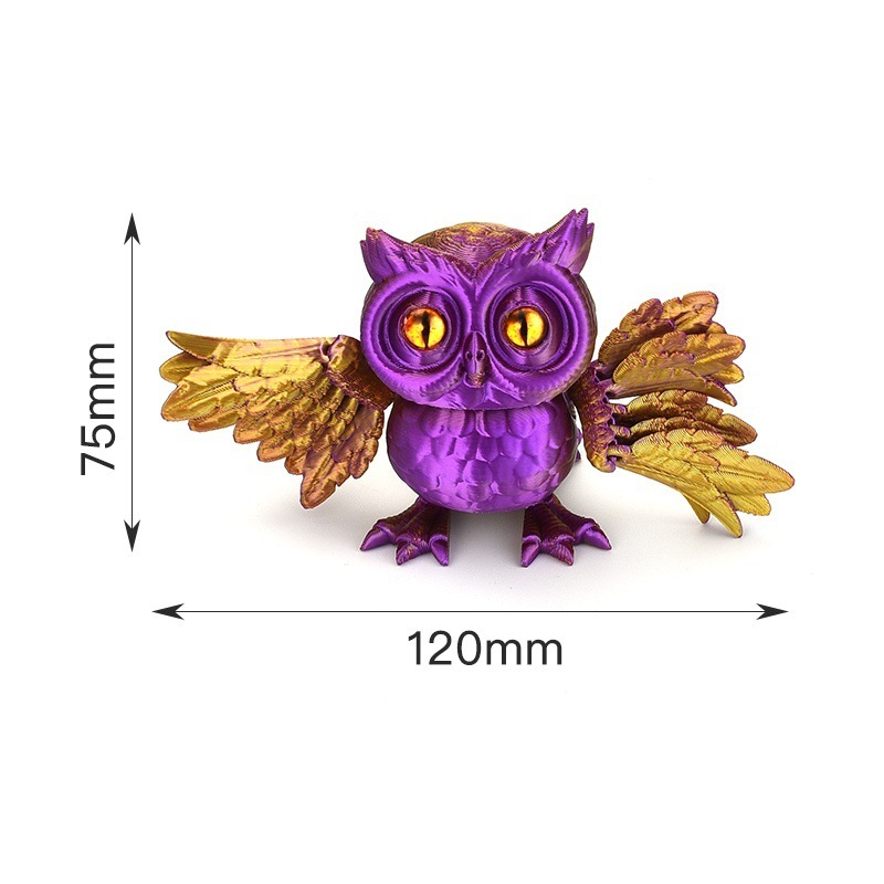 3Dプリントのフクロウの置物、手作りフィギュア、子供のおもちゃ、可動関節、工芸品、ギフト、ストレス解消、クリエイティブなストレス解消|undefined