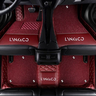 Modelə uyğun ayaqaltı – mats, 05, 06, 09 special floor mats - lynk-co-01-double-layer-wine-red-wine-red-silk-loop