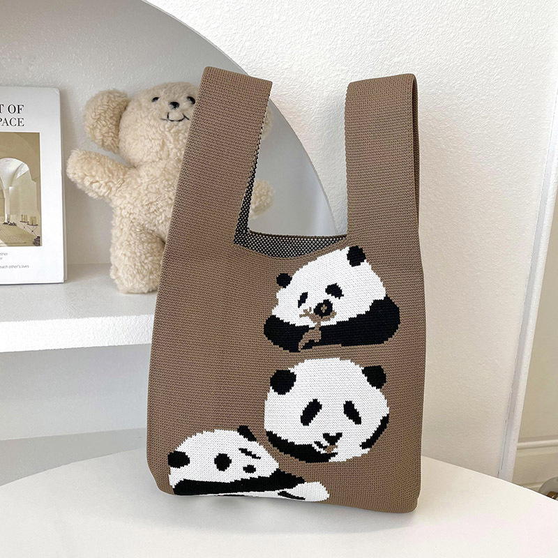 Bolsas de nicho de diseño de pandas lindos bolsas de mano de punto bolsas de mano estudiantes personalidad bolsas de brazo fábrica al por mayor