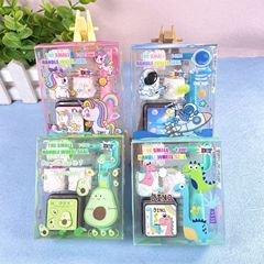 Children's Cartoon Roller Stamp Ink Pad Set Handle Primary School Kindergarten Small Gift Stamp Toy Wholesale