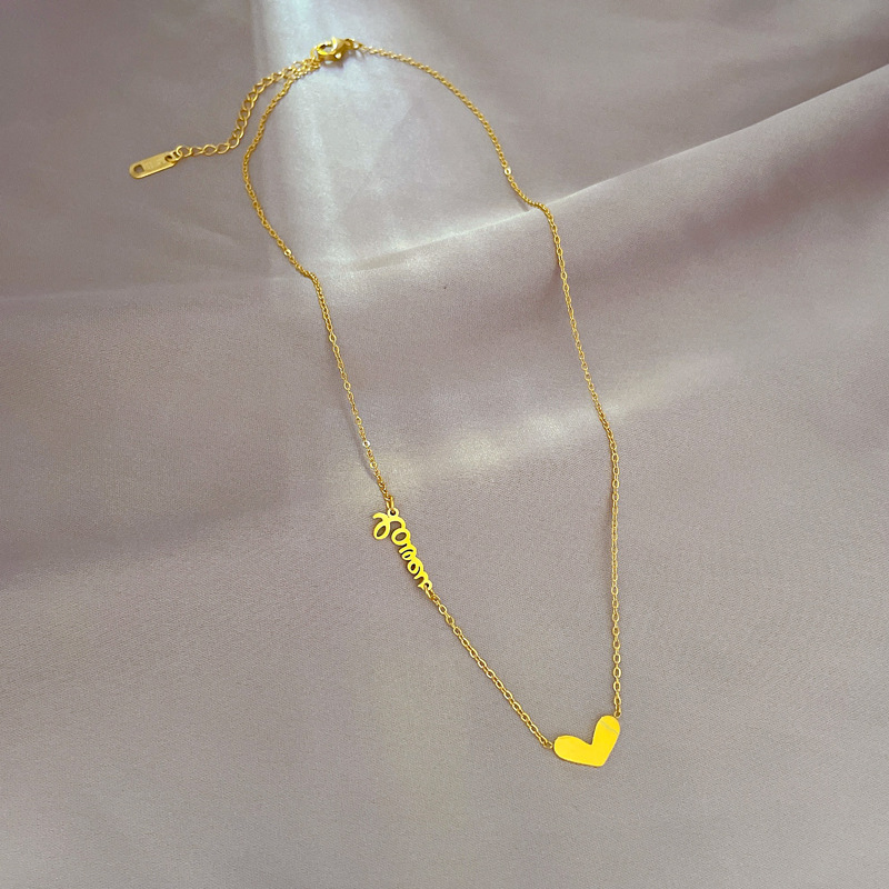 Sweet Heart Shape Titanium Steel Plating Pendant Necklace 1 Piece