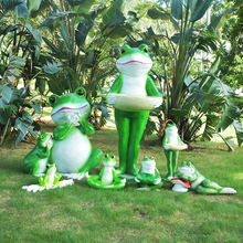 公园庭院小区卡通动物花盆装饰品摆件户外仿真青蛙玻璃钢雕塑工厂
