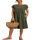 Amazon 2023 summer cross-border supply OL temperament women's cotton crew neck A- line skirt dress factory wholesale women