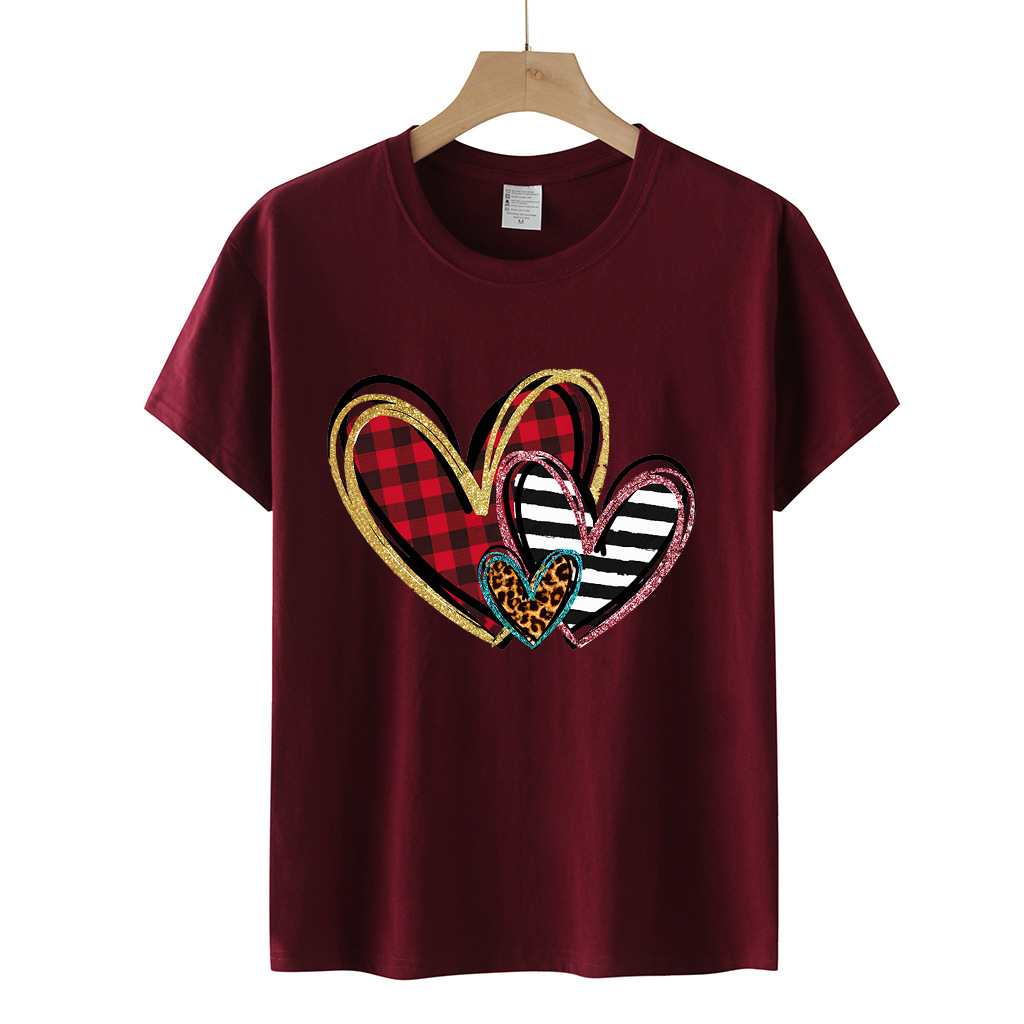 Unisex T-shirt Short Sleeve T-shirts Streetwear Heart Shape display picture 11