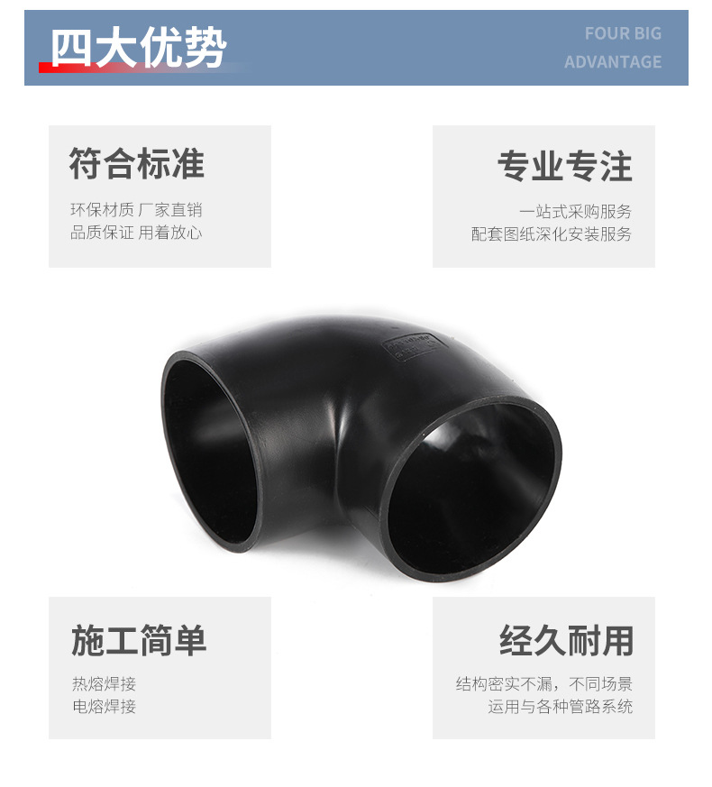 90度弯头电熔HDPE排水管件50-315直角弯热熔接头水管配件弯管-阿里巴巴
