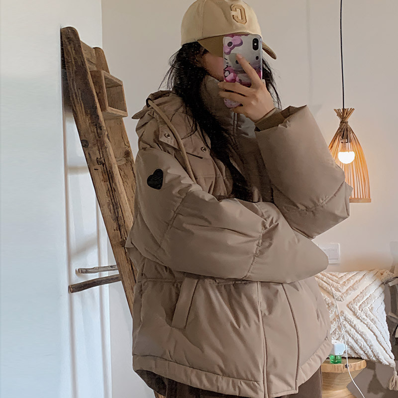 Algodón mujer 2023 invierno nuevo estilo coreano estampado de tela de pluma corta ropa de algodón de mujer con capuzas ropa de pan de moda chaqueta