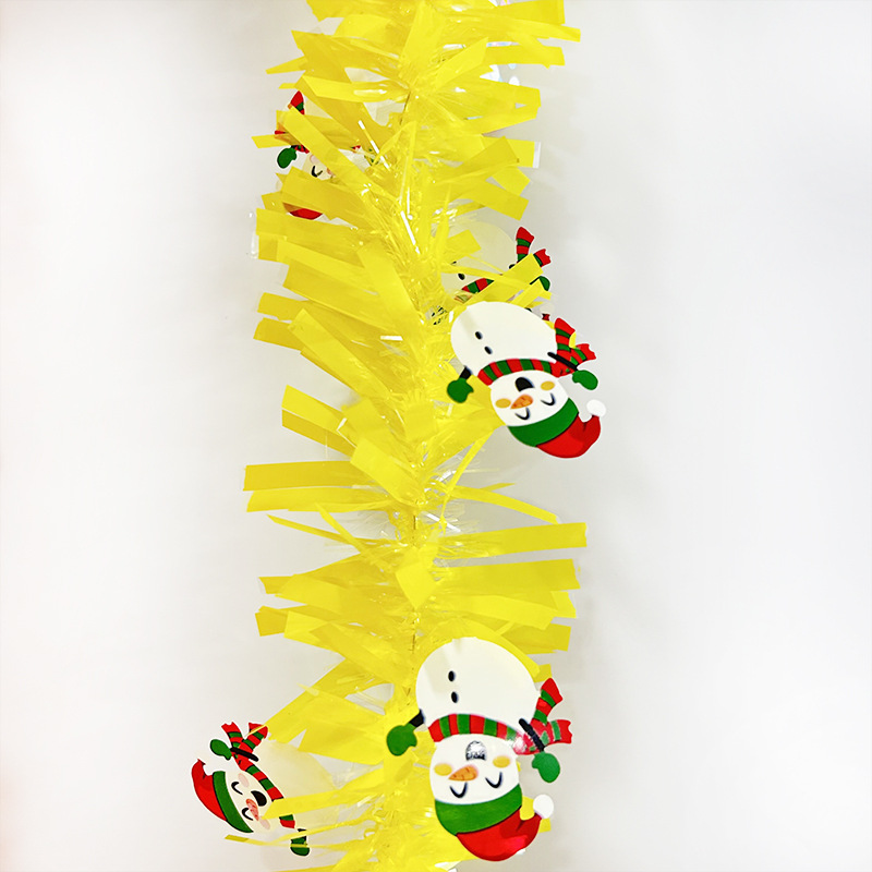 2 metros arreglo de decoración de muñeco de nieve de Navidad tiras de lana coloridas decoración de árbol de Navidad calcetines de Navidad macarrón tiras coloridas