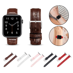Suitable for Apple Watch crocodile pattern strap applewatch small waist leather strap for women