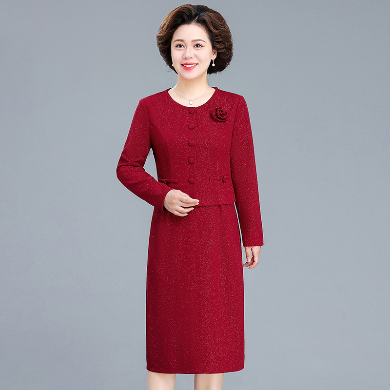 婚礼妈妈礼服旗袍中老年女装喜婆婆婚宴装新款秋装连衣裙一件代发|undefined