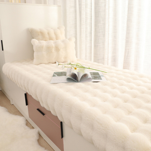 A set of  new style, high-end, fluffy, thick balcony cushions with a window sill pad, window sill blanket, and seat cushion.
