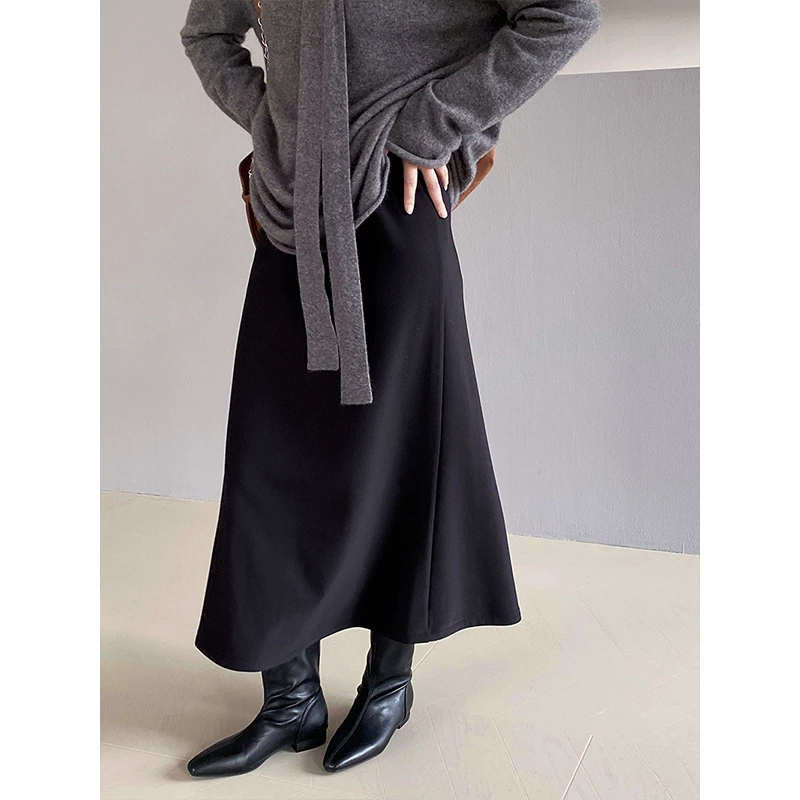 Jiang Zuo Yi Юбка со всеми черными плюшевыми юбками, тонкими и дикими юбками с рыбьим хвостом