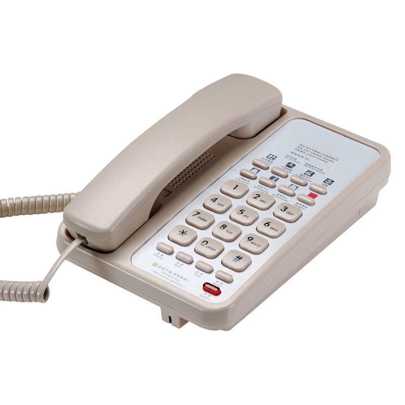 Teléfono de hotel de lujo con teclas de acceso directo, teléfono fijo para habitaciones con logo impreso, teléfono de recepción con marcación rápida a la recepción.