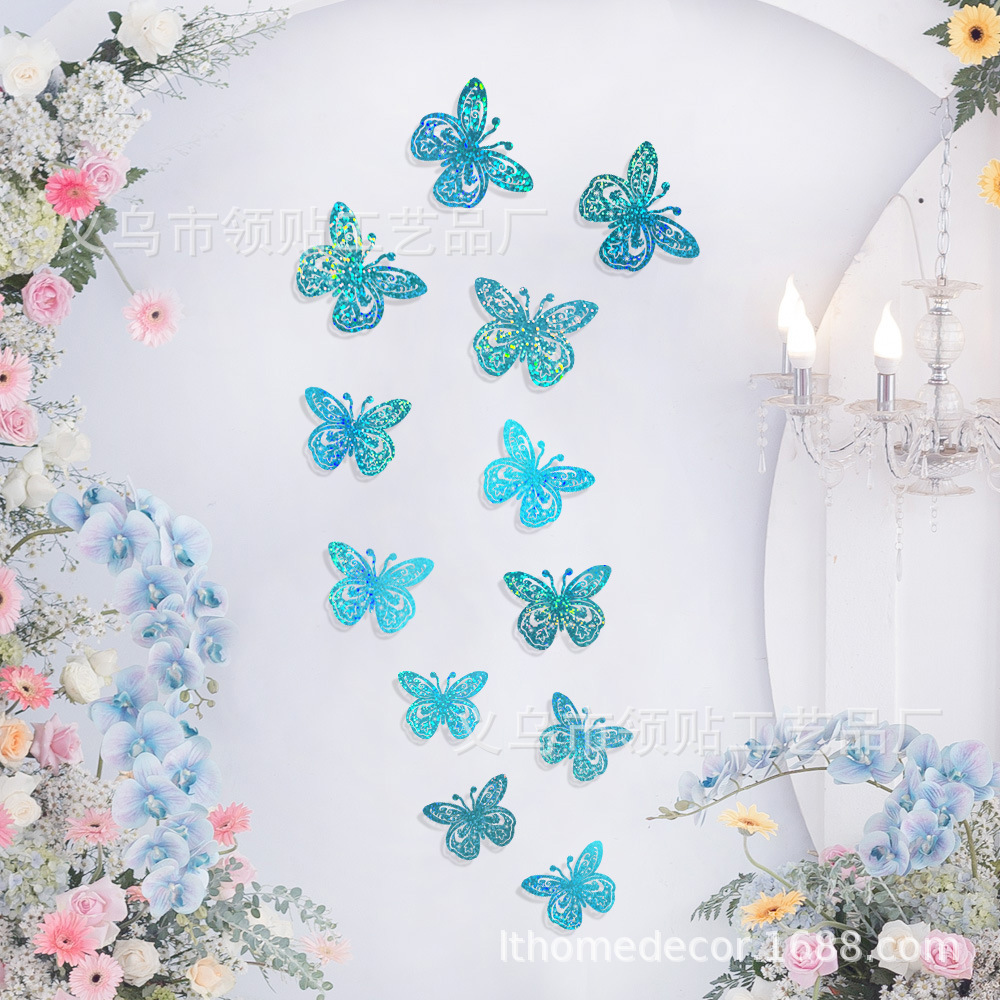LTHD024 papel hueco mariposa tridimensional mariposa aniversario decoración decorativa decoración de fiesta de cumpleaños