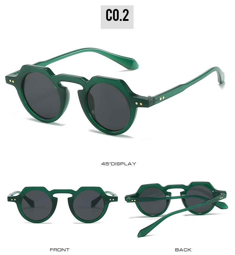 Sunglasses Classification PC, UV400 Protection Lens Material Retro Sweet Solid Color PC UV400 Protection Round Frame Full Frame Men's Sunglasses