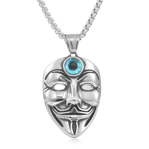 European and American Titanium Steel Face Mask Pendant, Personality Punk Retro Trend Men and Women Stainless Steel Mask Eye Pendant 2807