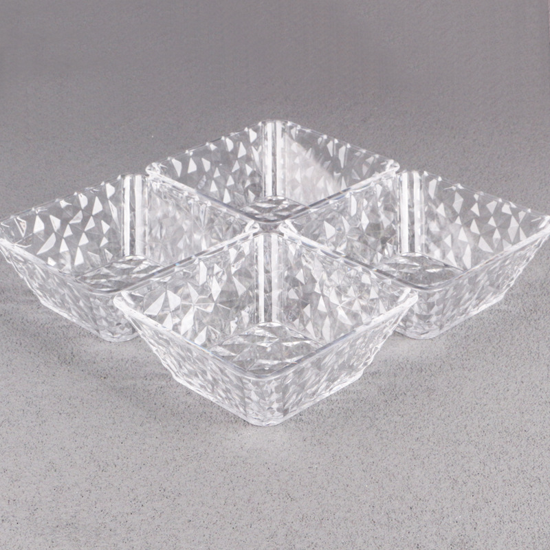 Patrón de diamante en relieve plato de fruta bar KTV Mesa plato de fruta seca limpieza bar restaurante hogar snack tazón acrílico plato