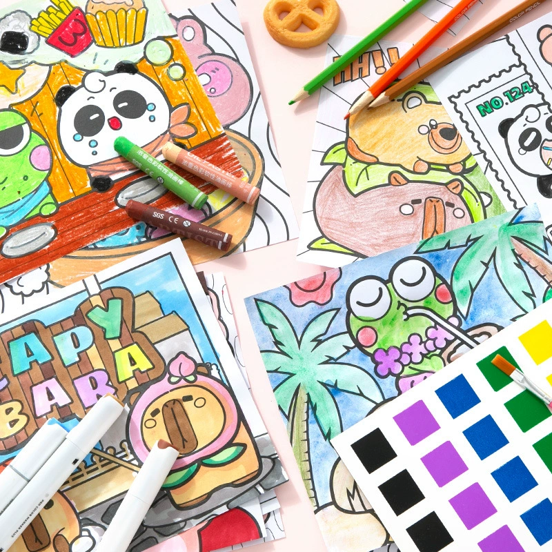 Набор раскрасок Cute Comics, антистресс, ручная роспись — 30 стр., 10 шт.