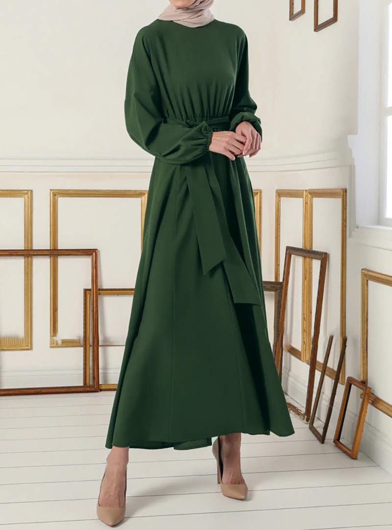 2021 Middle Eastern Women's Bat Sleeve Abaya Long Dress Muslim Arab Clothing Elegant_ecoleips.com