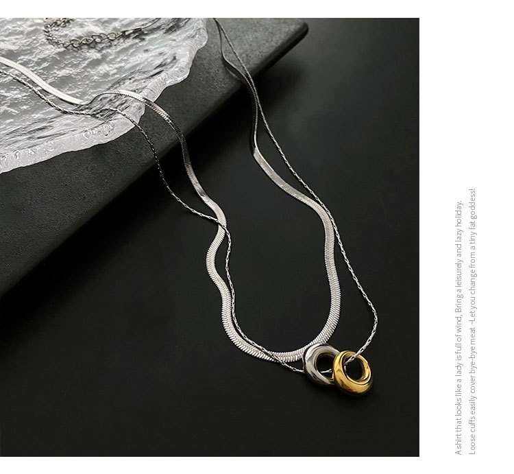 Pendant Necklace Classification 304 Stainless Steel Chain Material Vacuum Plating Real Gold Plated 18K Silver Round 304 Stainless Steel Simple Style Waterproof Non Tarnish Titanium Pendant Necklace