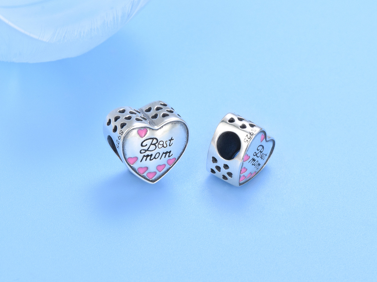 1 Piece Sterling Silver Rhinestones Human Heart Shape Bow Knot Beads display picture 17