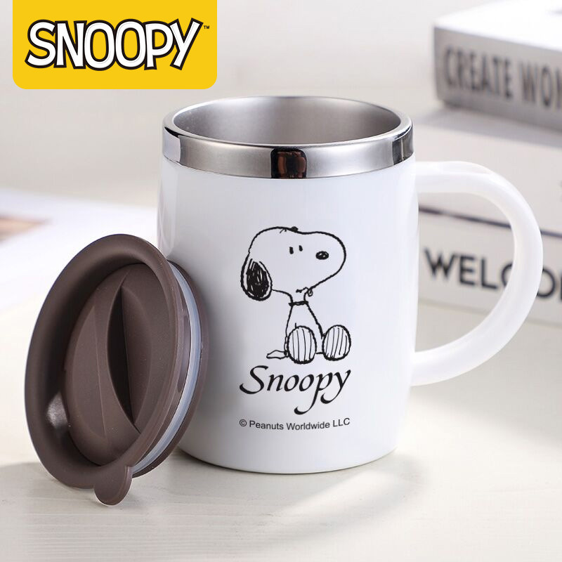 Snoopy water Cup 304 stainless steel tea cup mug with lid creative drinking coffee office home Cup Snoopy water Cup 304 stainless steel tea cup mug with lid creative drinking coffee office home Cup