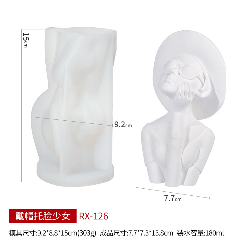 文信蒙眼少女香薫ろうそくシリコン金型DIY女の子ins風石膏拡香石置物砥石|undefined