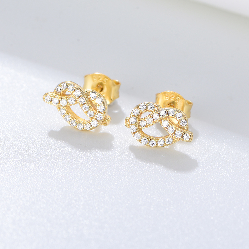 S925 plata nudo geométrico Zircon Stud pendientes de las mujeres personalidad simple europea y americana ins diseño mini pendientes