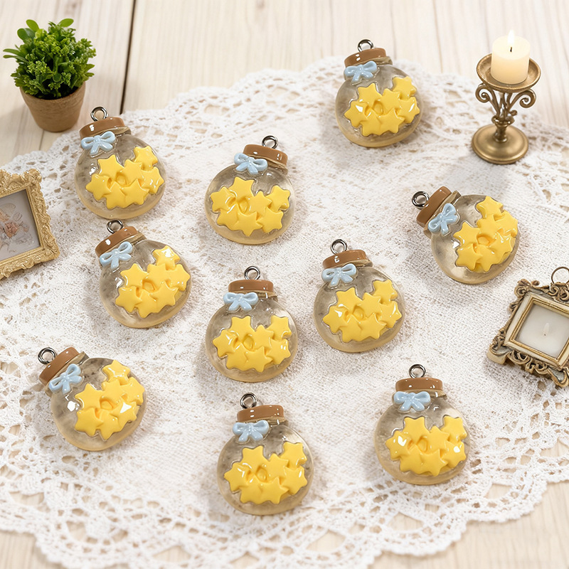 Resin Pendant Simulated Glass Star Bottle Jewelry DIY Cross-Border Creative Earrings Necklace Keychain Accessories