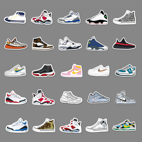 84 unique sneaker graffiti stickers luggage laptop skateboard car phone waterproof sticker