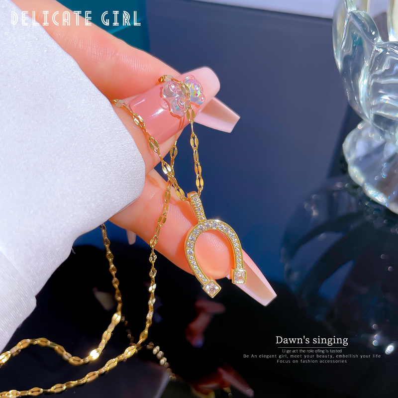 Collar de oro real para mujer, elegante cadena para mujer_voghion.com