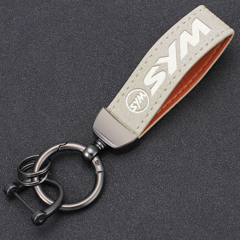 Llavero de motocicleta de piel abatida para Suzuki Yamaha logotipo de impresión en caliente llavero anti-pérdida al por mayor