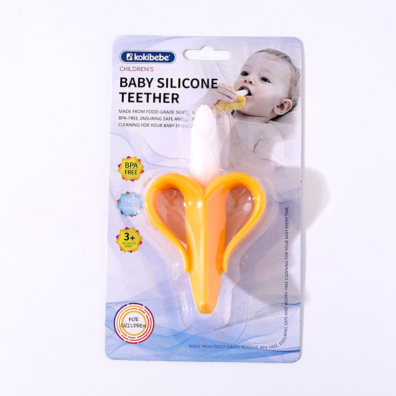 Bebé suministros bebé plátano teether stick teether alimentos silicona fruta teether bebé entrenamiento cepillo de dientes