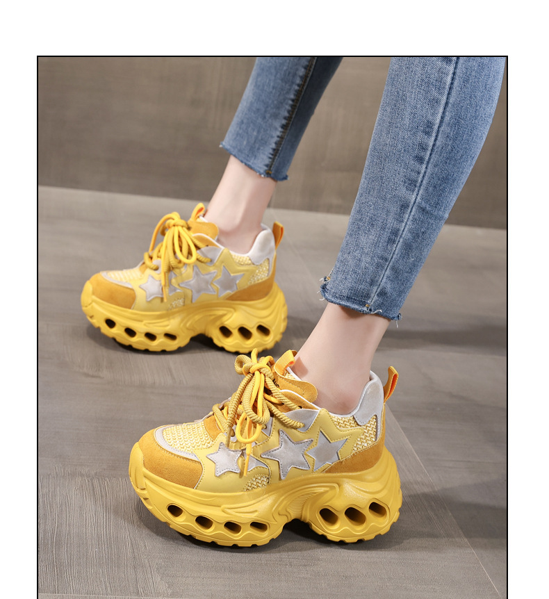 Giày sneaker nữ đế dày chunky lưới thoáng khí tăng chiều cao — màu trắng chi tiết 12