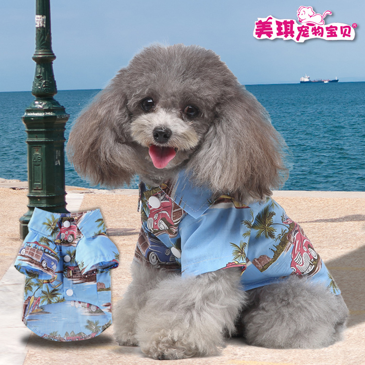 寵物衣服夏裝夏威夷襯衫狗衣服春夏裝沙灘印花襯衫狗狗衣服春夏裝