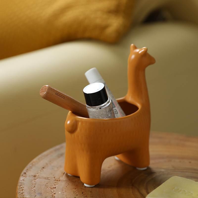 Decoración de cerámica de alpaca creativa y encantadora sala de estar almacenamiento estante de almacenamiento para la bandeja de llaves decoración del hogar
