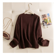 2025濮院秋冬新款法式镂空丝羊绒圆领宽松毛衣女滑爽如缎毛羽丰盈