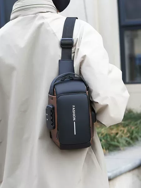 Popular Men's Cross-Border Large-Capacity Motorcycle Bag, Men's Chest Bag, Single-Shoulder Crossbody Bag, Waterproof, Wear-Resistant, Anti-Theft, Multi-Functional